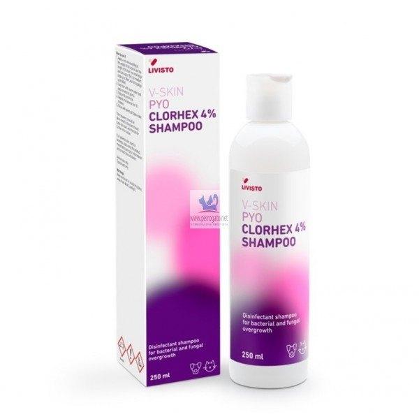 V-Skin Pyo Clorhex 4% Champú 250 ml - Antiséptico para Piel con Pioderma en Perros y Gatos
