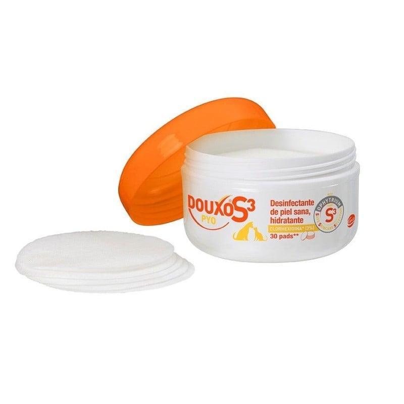 Douxo S3 Pyo Pads 30 Discos - Toallitas Desinfectantes con Clorhexidina para Piel de Perros y Gatos